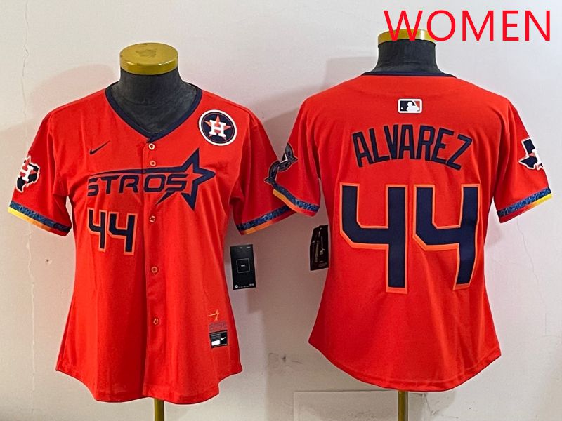 Women Houston Astros #44 Alvarez Orange Fourth generation Joint Name Nike 2025 MLB Jersey style 5